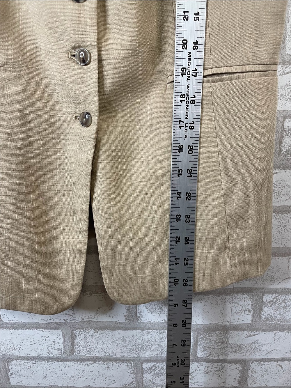 Tahari ASL Beige Tan Button-Front Lined Vest Blazer Size 8 - Picture 9 of 10